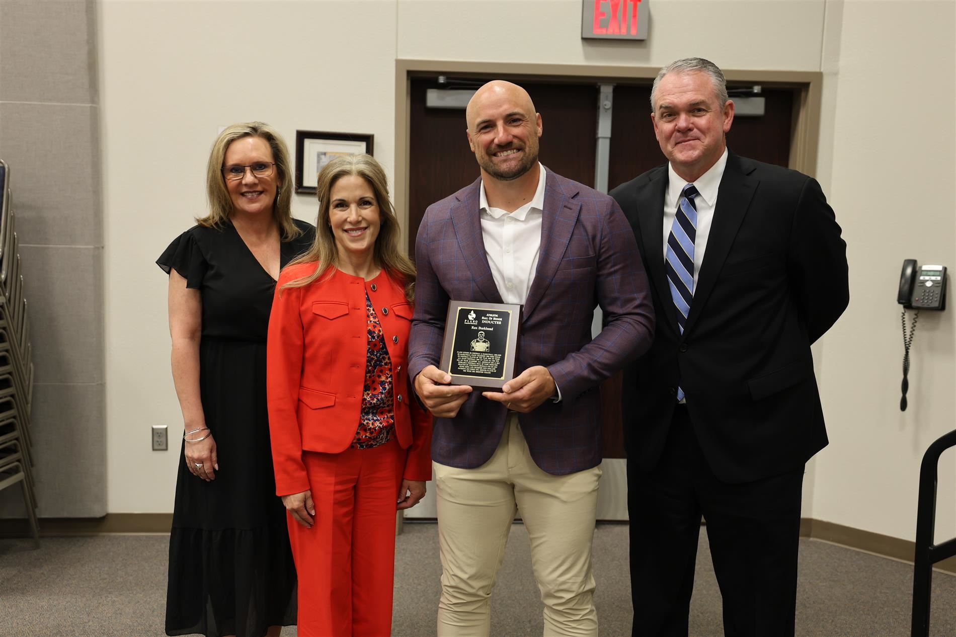 Rex Burkhead with Plano ISD leadership
