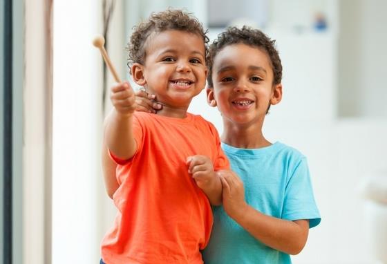 two young children