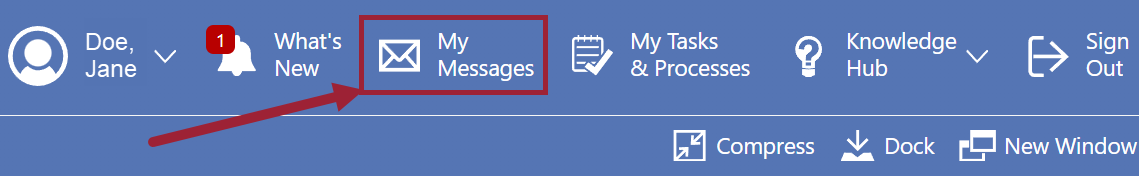 Screenshot with My Messages selected