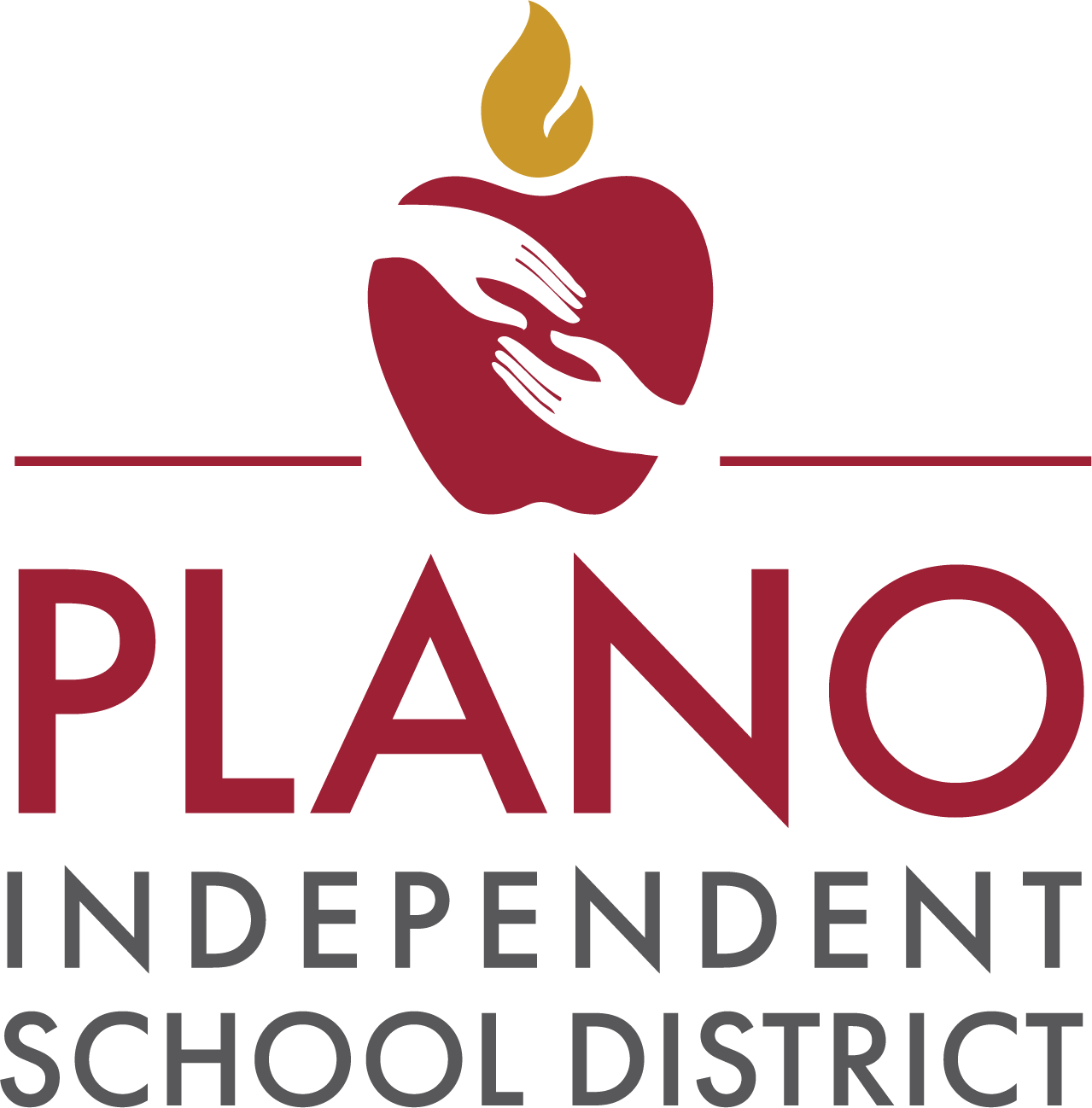 Plano Independent School District square red apple logo