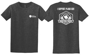 I support Plano ISD! Honor Roll Heroes with masked flying apple with fist raised