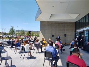 People at May reception for the new Fine Arts Center