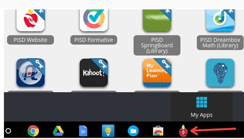 pisd hotspot website pinned to shelf 