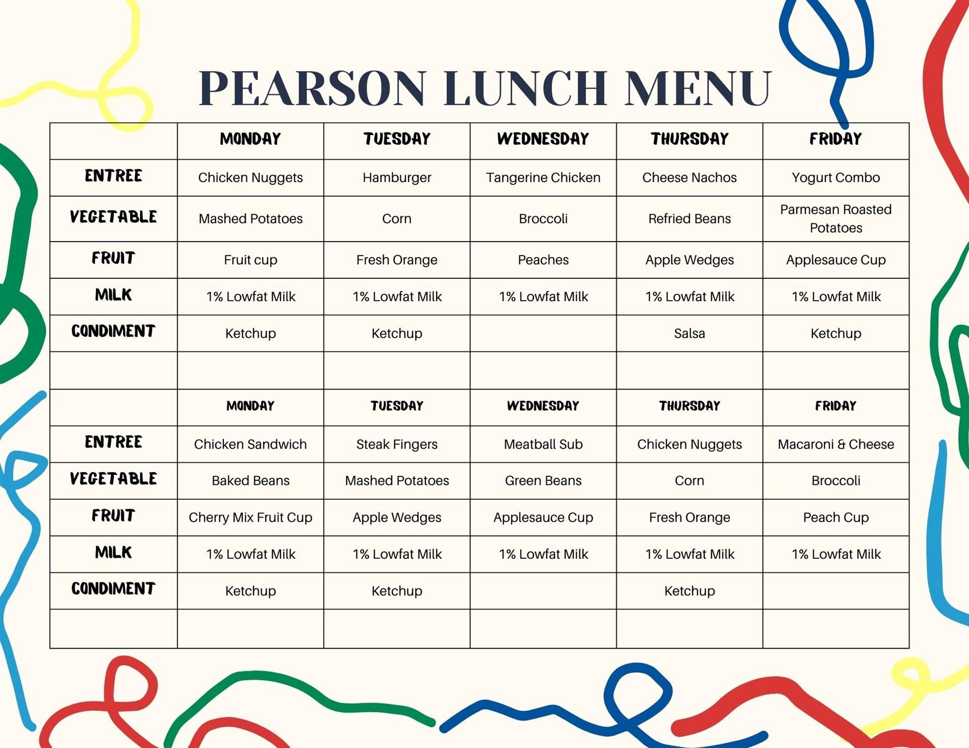 Pearson Lunch menu - SchoolCafe.com