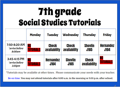 tutorials schedule
