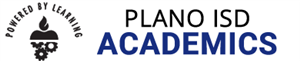 plano ISD Academics with image of powered by learning apple logo with cogs 