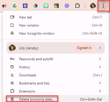 Delete Browsing Data in Chrome settings