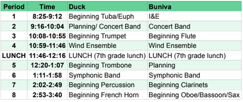 Teacher Schedule