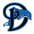 Capital D with dolphin leaping through 