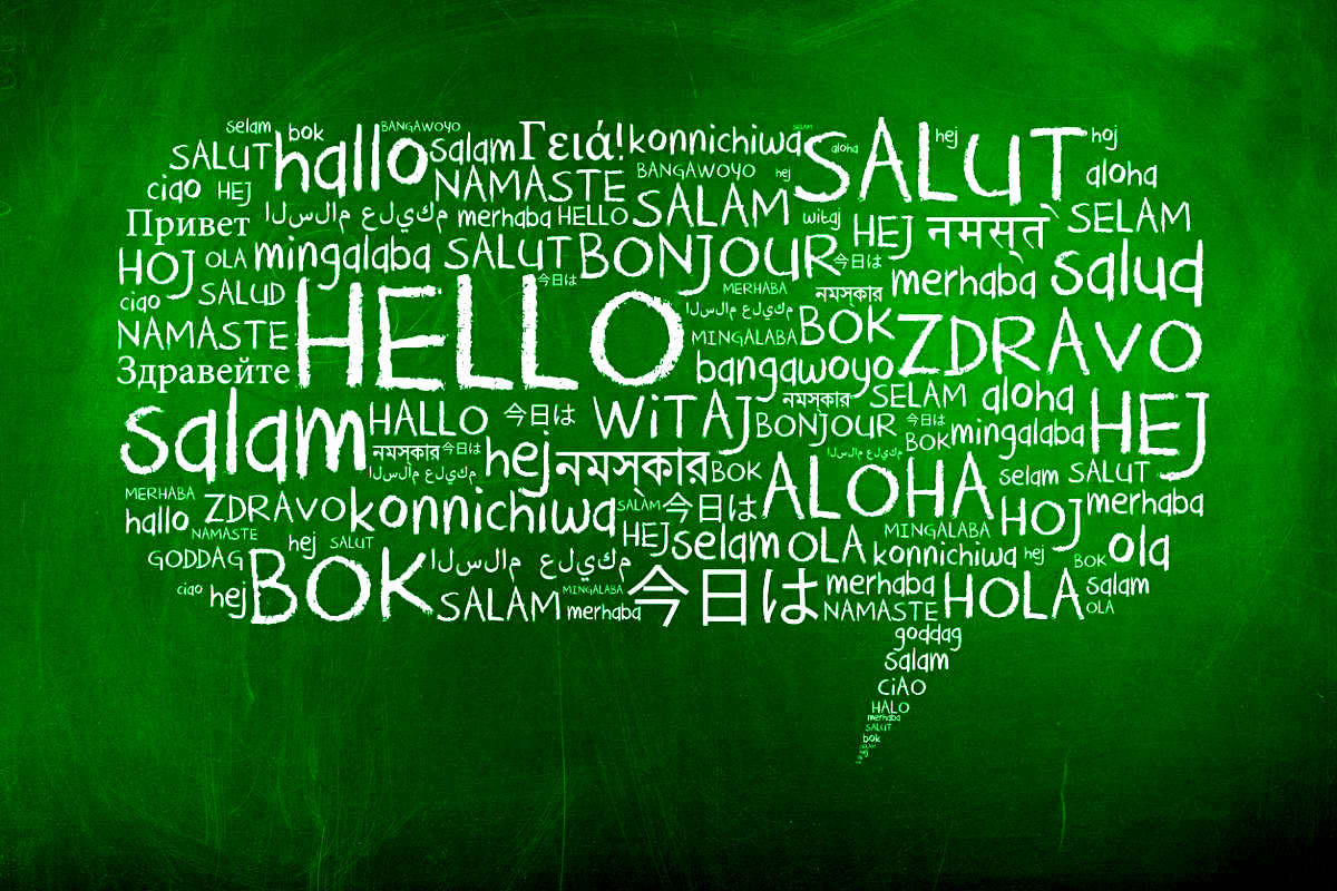 Speech Bubble with Hello written in multiple languages