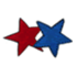 red and blue star logo 