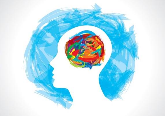 silhouette with multicolor brain  