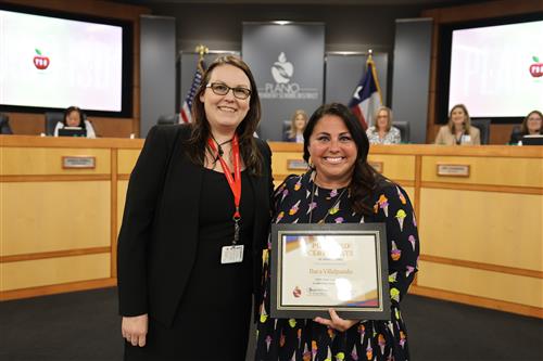 Dara Villalpando with Board Vice President Dr. Lauren Tyra