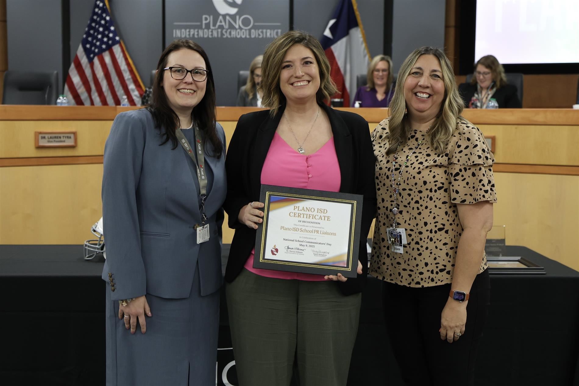 Members of the PR Liaison Program with Board President Dr. Lauren Tyra (left)