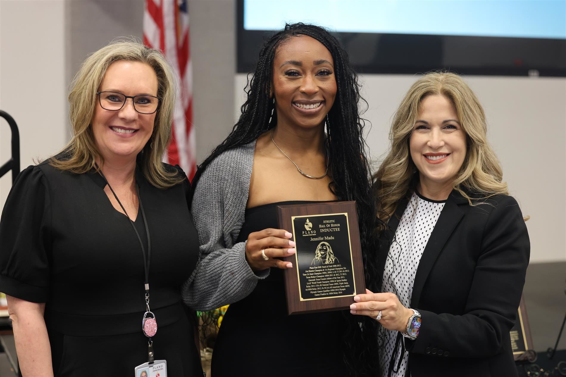 Image of Deputy Superintendent Dr. Selenda Freeman, Jennifer Madu and Superintendent Dr. Theresa Williams