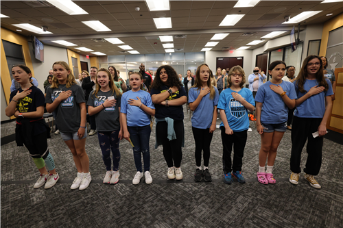 Davis Elementary School Students performing the Pledges of Allegiance