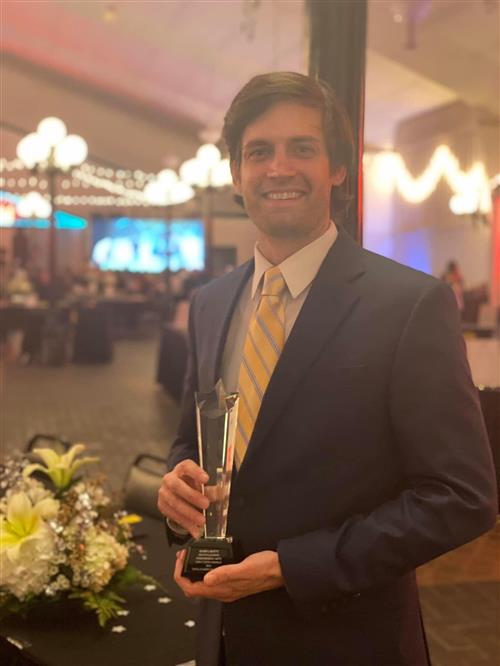 Josh Batty, recipient of the Distinguished Middle School Performing Arts Educator Award.