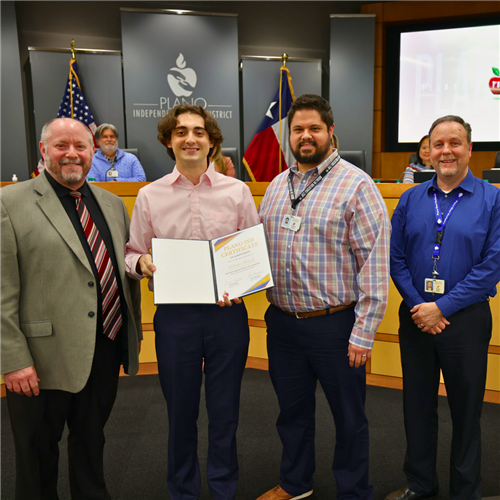 Nicolo Boselli recieves his certificate of recognition