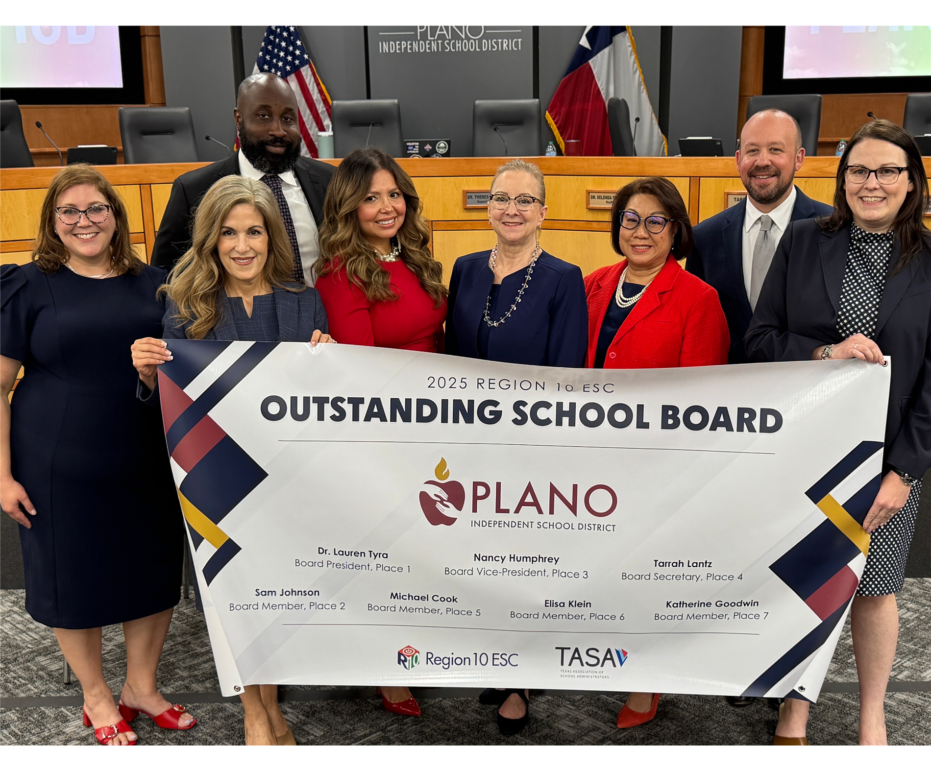    Plano ISD Board of Trustees Receiving 2025 Region 10 Outstanding School Board 