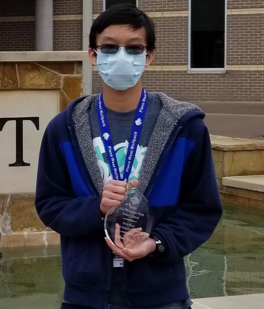 Joshua Wang, Plano West with his 1st place trophy. 