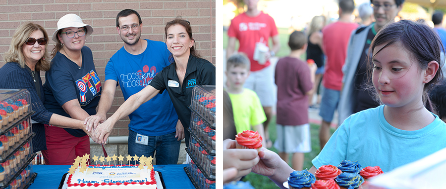 Haun cake cutting and cupcakes 