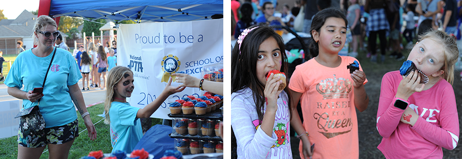 students eating cupcakes at celebration 