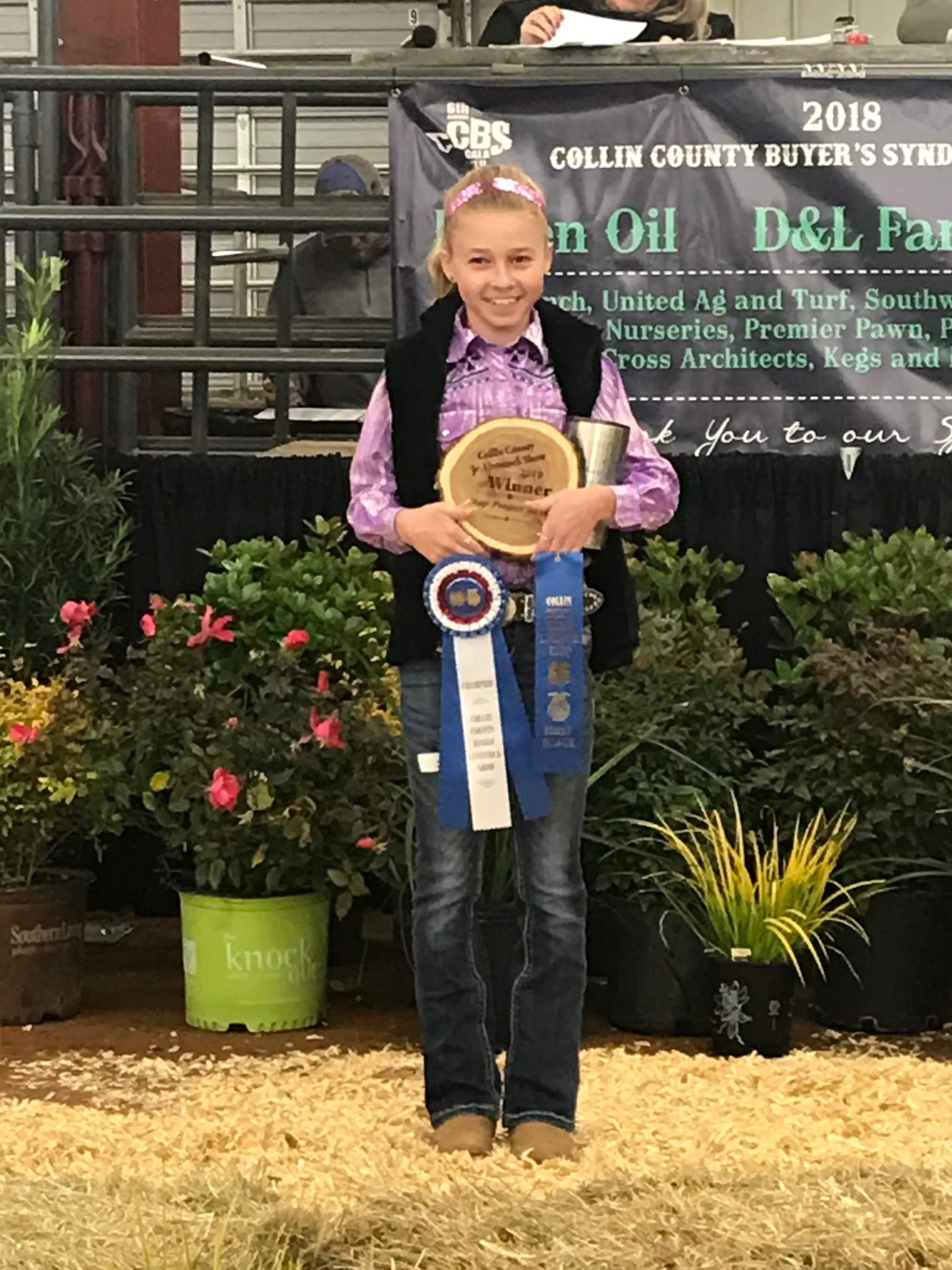 Riley Pittman, Aldridge Elementary with ribbons 