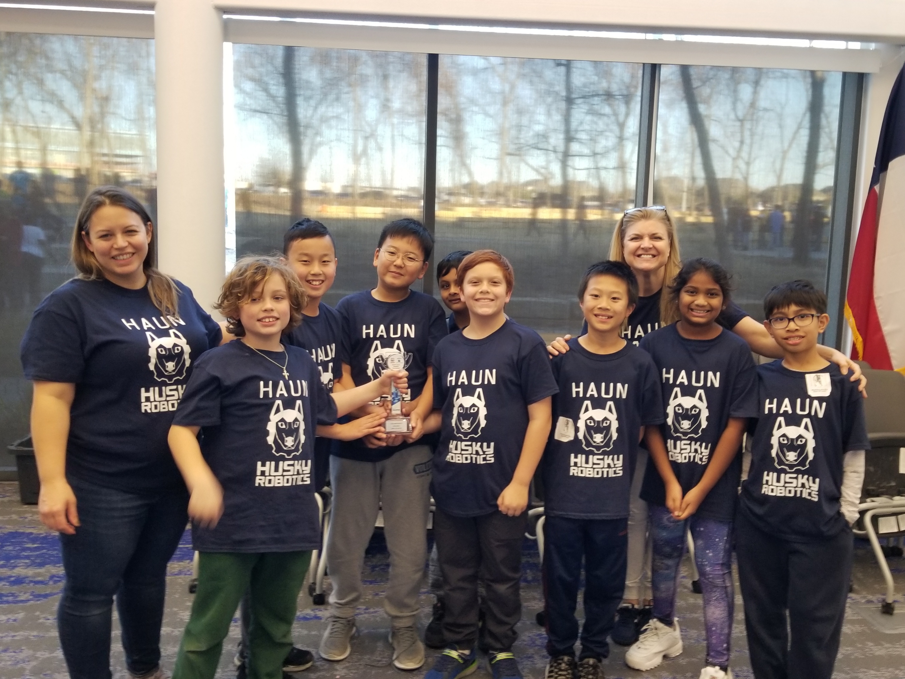 Haun Husky FLL Robotics Team with trophy 