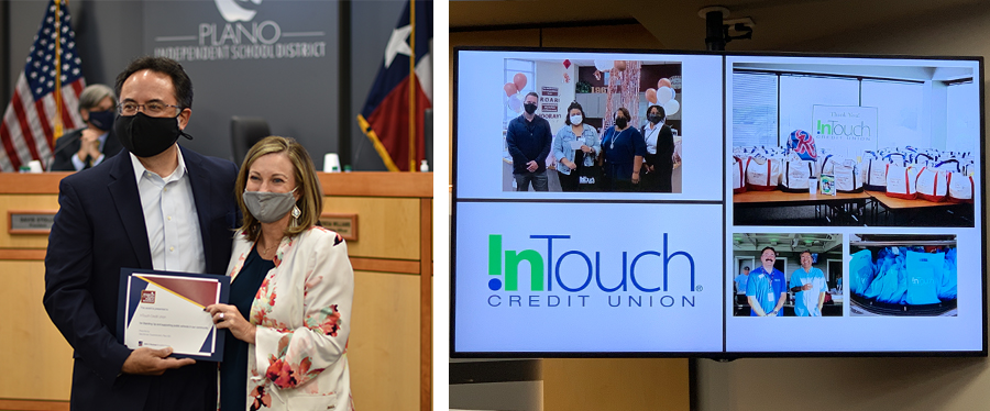 Tim McCoy, InTouch receives certificate from Sr. Exec. Director Ed. Foundation