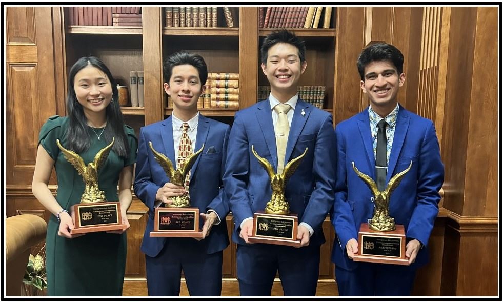Pictured left to right - Plano West - Phoena Lin (2nd Place) Plano West - Kyle Letterer (3rd Place) Plano West - Gabriel Bo (