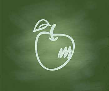  Green apple in chalk icon