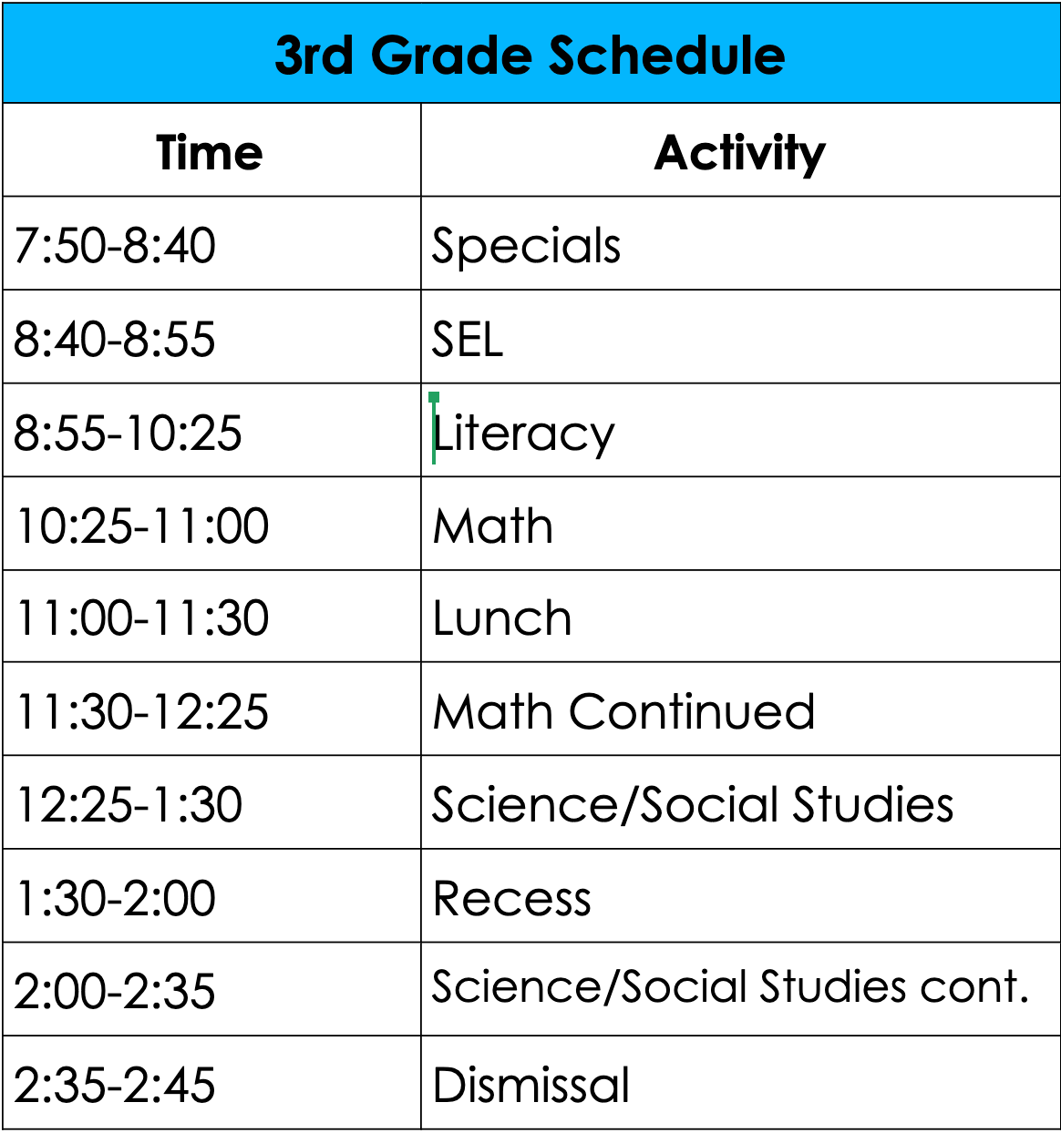 Daily Schedule