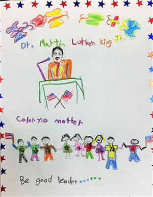 Student artwork of MLK speech. 