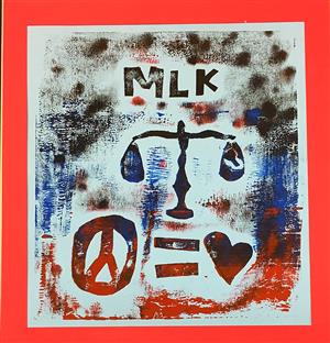 Student artwork: MLK. Peace equals love. 