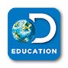  large letter D surrounding earth