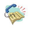  blue telephone and yellow pages