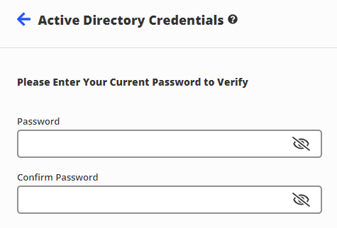 Credentials screen