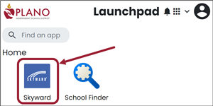Plano ISD launchpad with Skyward icon