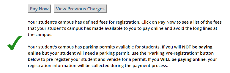 parent portal screen shot showing the pay now button 