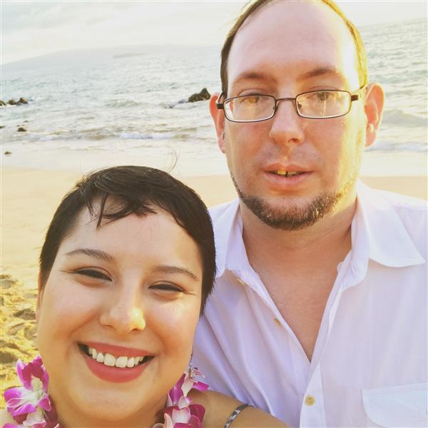 Mrs. and Mr. Barnes on the beach in Hawaii