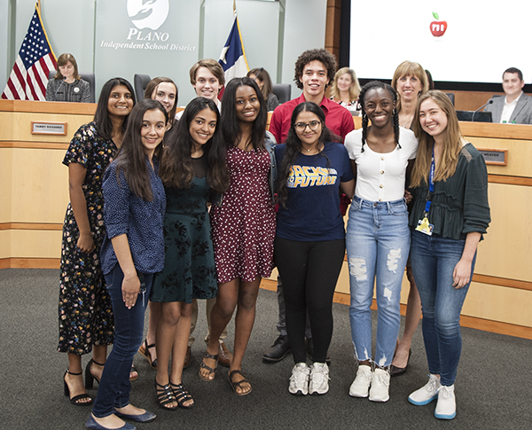 Superintendent's Student Advisory Group at Board Meeting